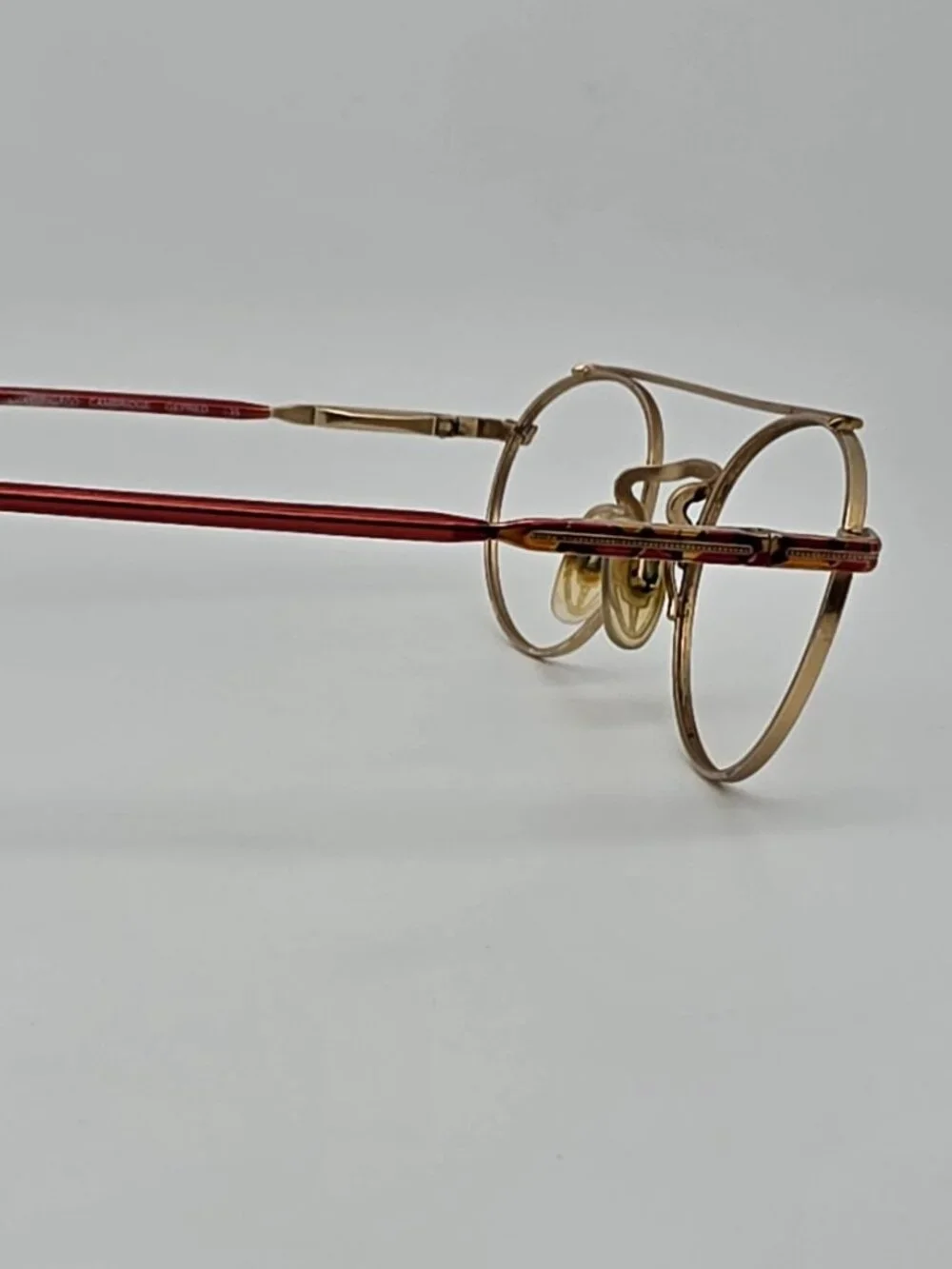 Luxottica Cambridge GEP Gold Red Aviator Sunglasses Frame w Flexhinge Italy 50mm